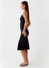 Tranquility Asymmetric Midi Dress - Black